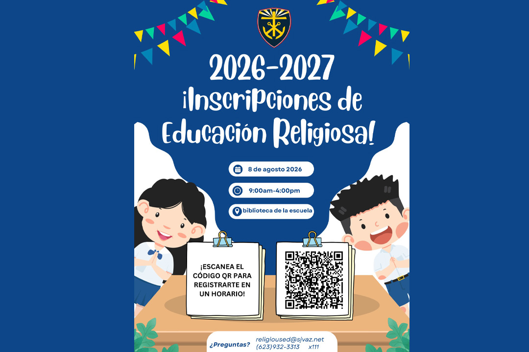 ¡Inscripciones de Educación Religiosa!